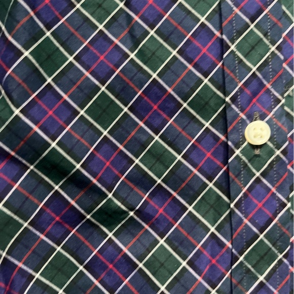 Ann Mashburn Green Blue Plaid Long Sleeve Fitted Womens Button Down Top Size M - Picture 6 of 6